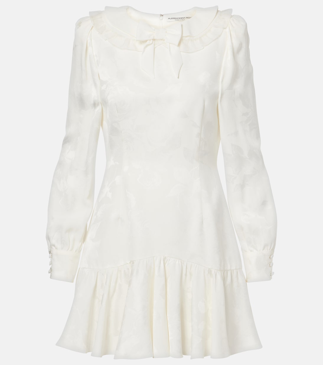 

Мини-платье из цветочного жаккарда с бантом Alessandra Rich, белый