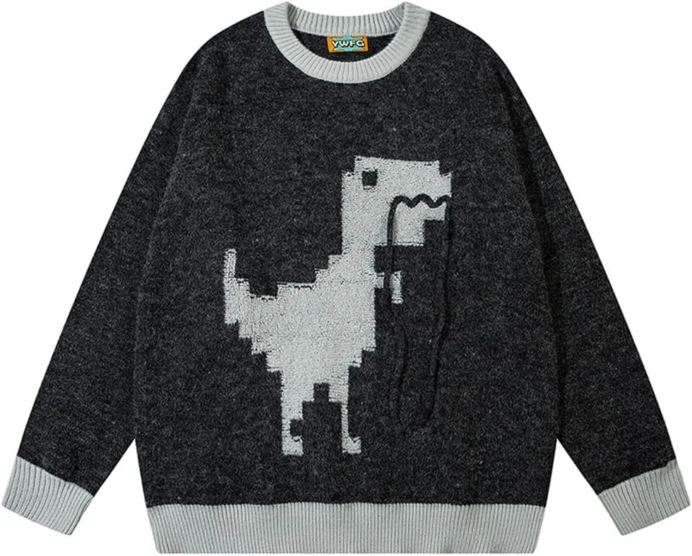 

Винтажный свитер с динозавром, мужской, оверсайз ELKNLMU