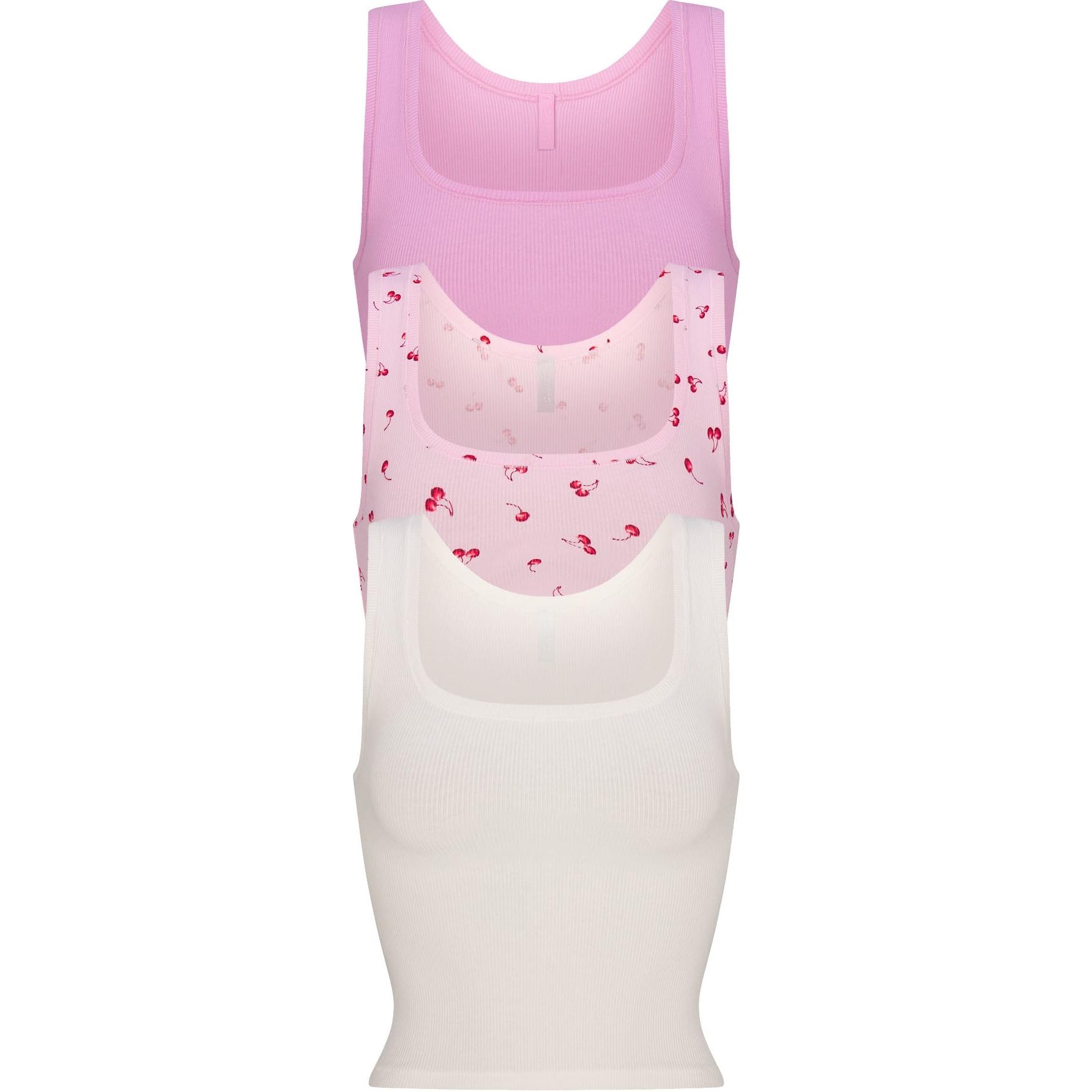 

Skims Хлопковый риб 3 шт майки женские Petal Multi/Petal Multicolor