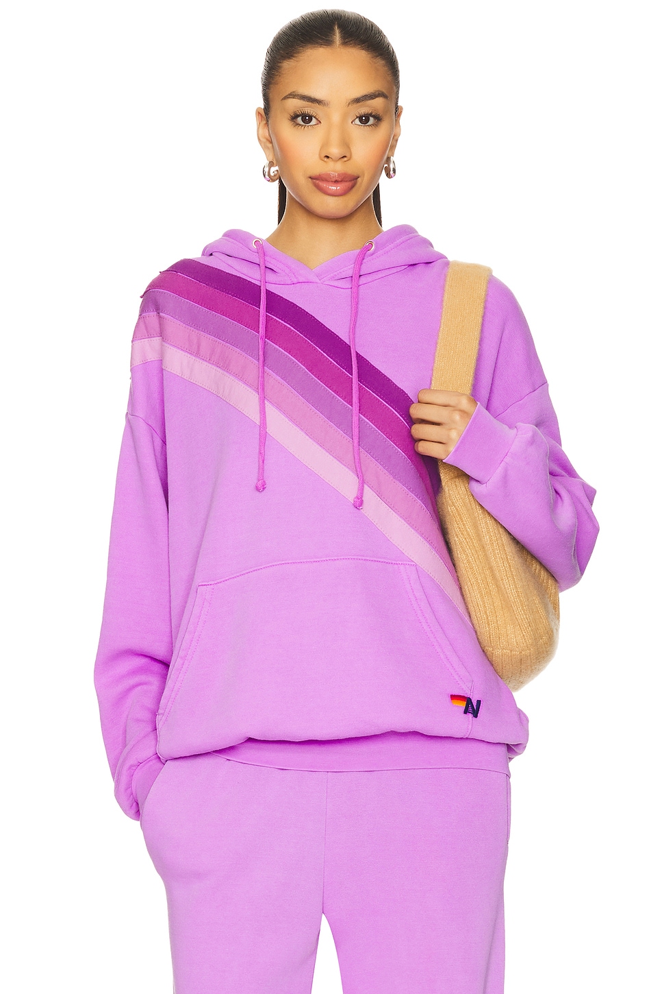 

Расслабленный пуловер с кросс-полосками Aviator Nation, neon purple & purple