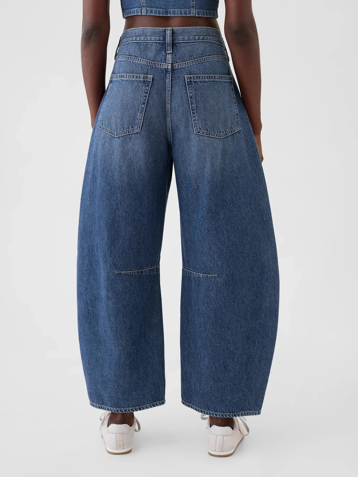 (W) Джинсы с высокой посадкой в форме подковы GAP, DARK_INDIGO — фото 4