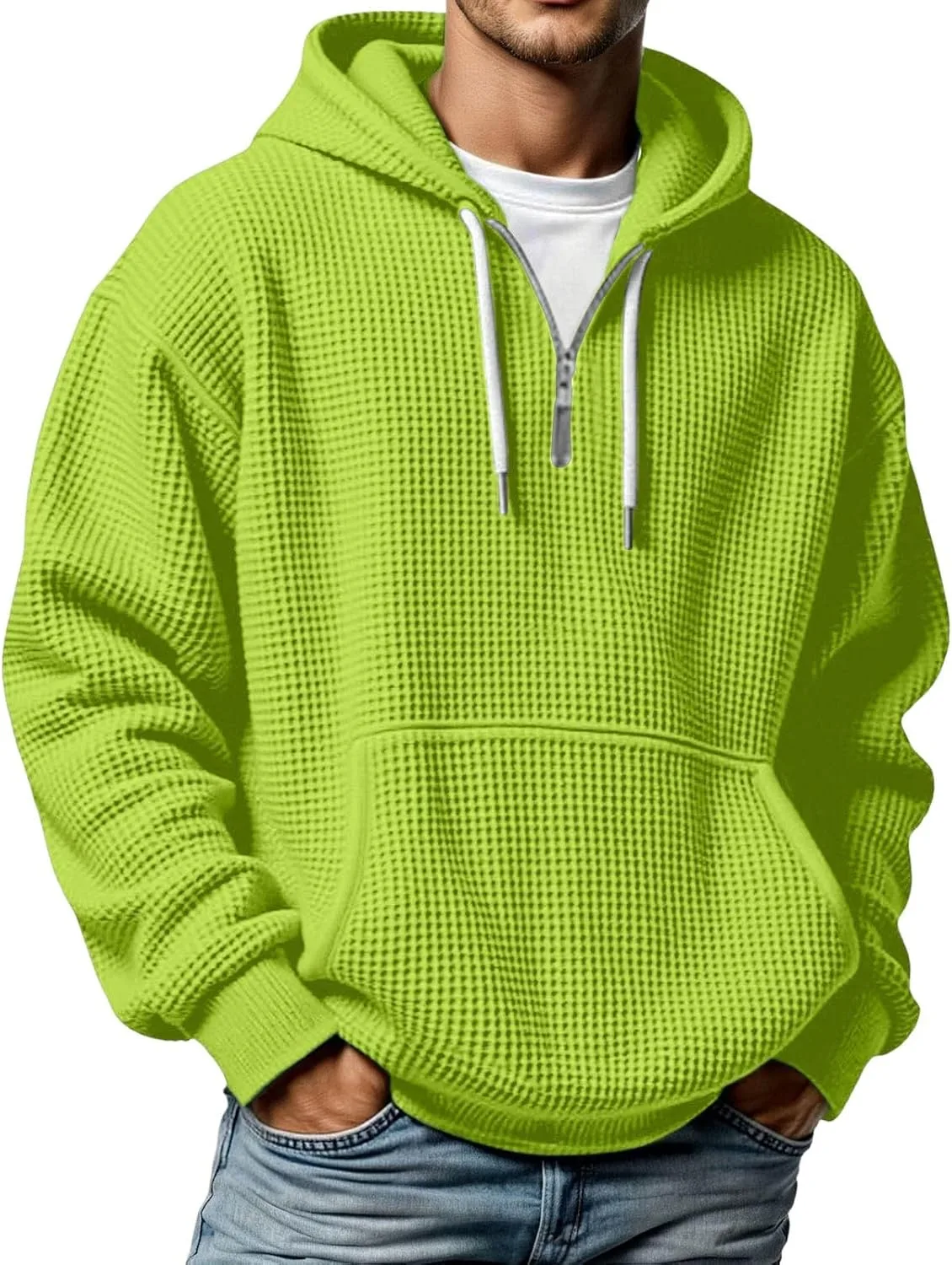 

Мужская худи на четверть молнии с карманами