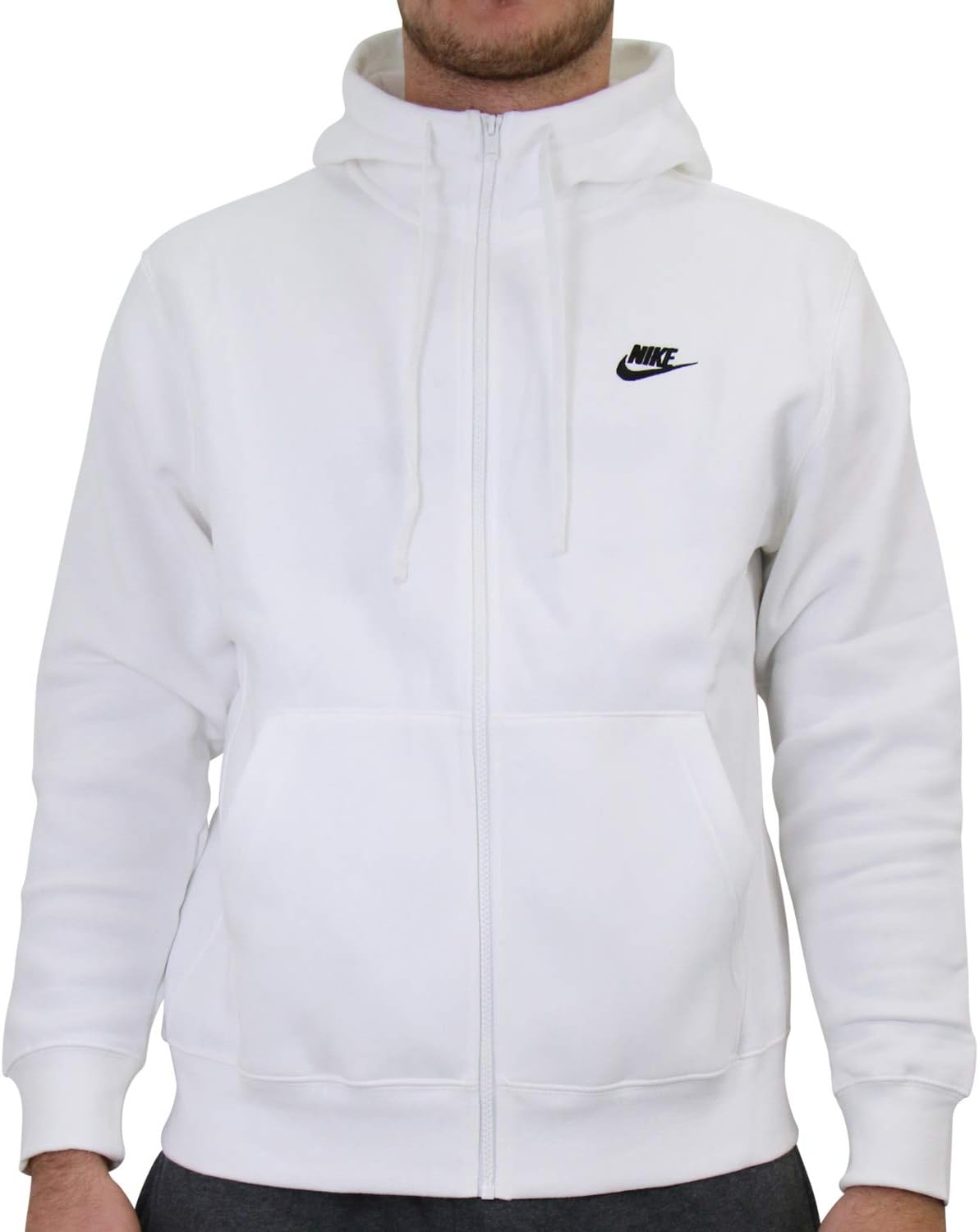 

Толстовка с капюшоном Nike Men's Sportswear Club из флиса с застежкой-молнией, White/White/Black