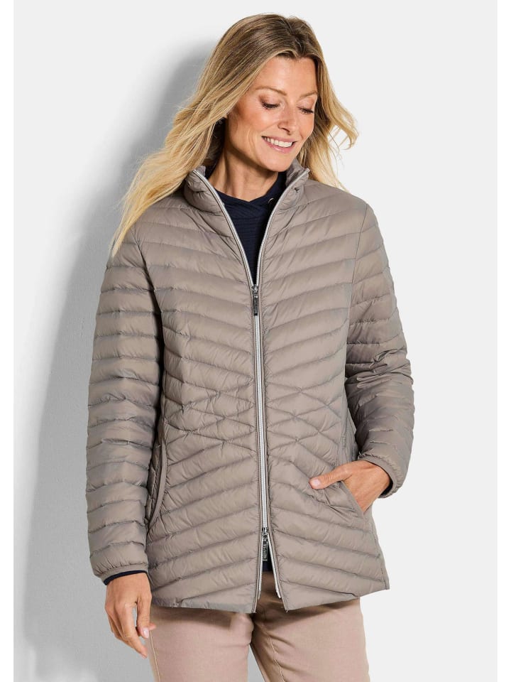 

Стеганая осенняя куртка на пуху с воротником-стойкой, серо-коричневого цвета GOLDNER