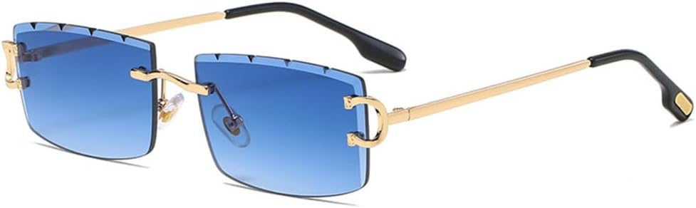 

Маленькие прямоугольные солнцезащитные очки без оправы, мужские, металлические, в стиле ретро, ​​женские, винтажные, для активного отдыха, с защитой от УФ-излучения UV400 MTZJH, C07 Blue