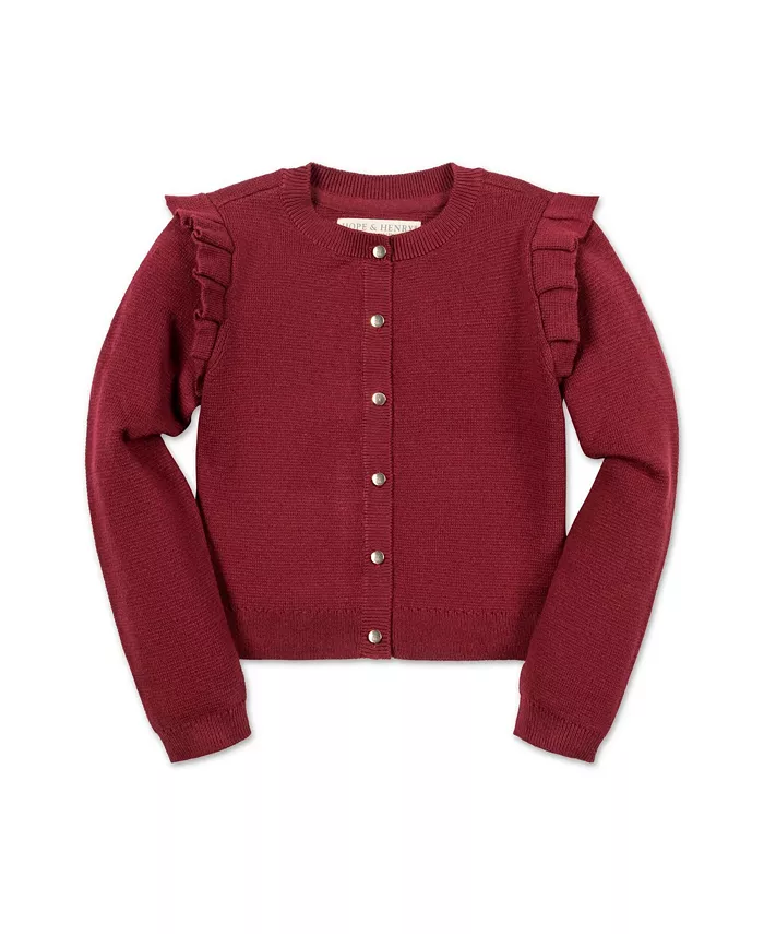 

Детский кардиган для девочек Milano с рюшами на плечах Hope & Henry, красный