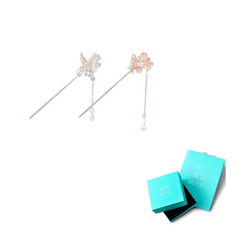 Женские шпильки для волос Muyan, Butterfly Cherry Blossom 1 Pair