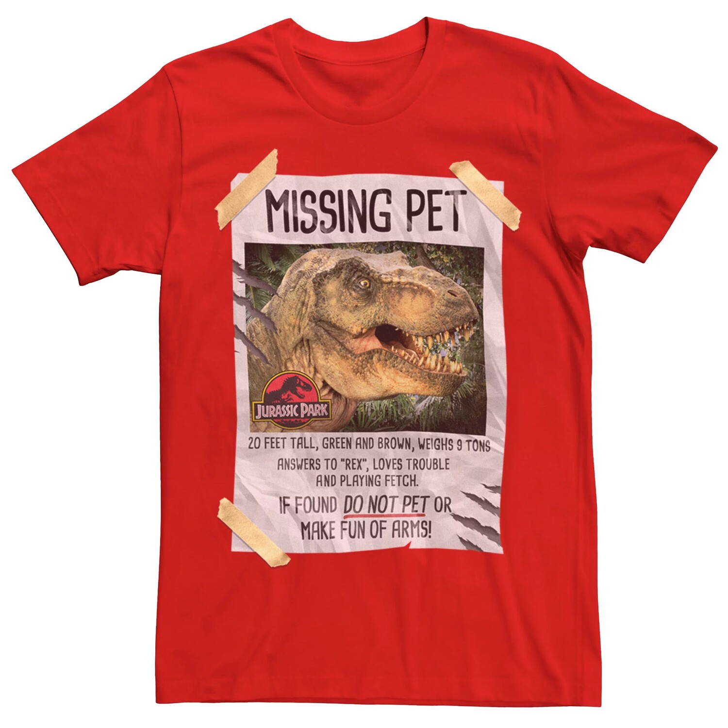 

Мужская футболка «Парк Юрского периода Missing Pet T-Rex» Licensed Character