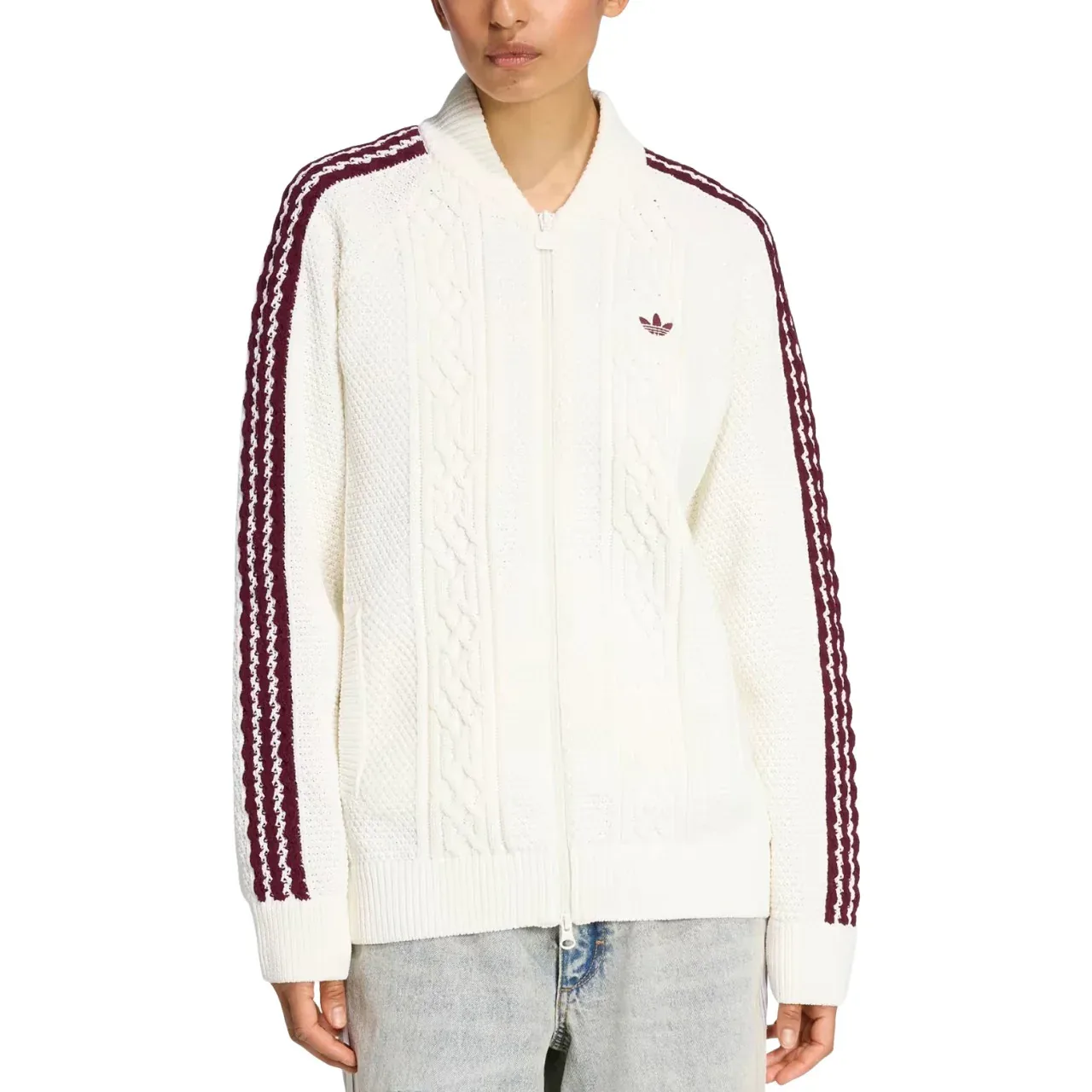 (WMNS) Спортивная майка Adidas Archive Cutline Knit Track Top 'Off White' — фото 2