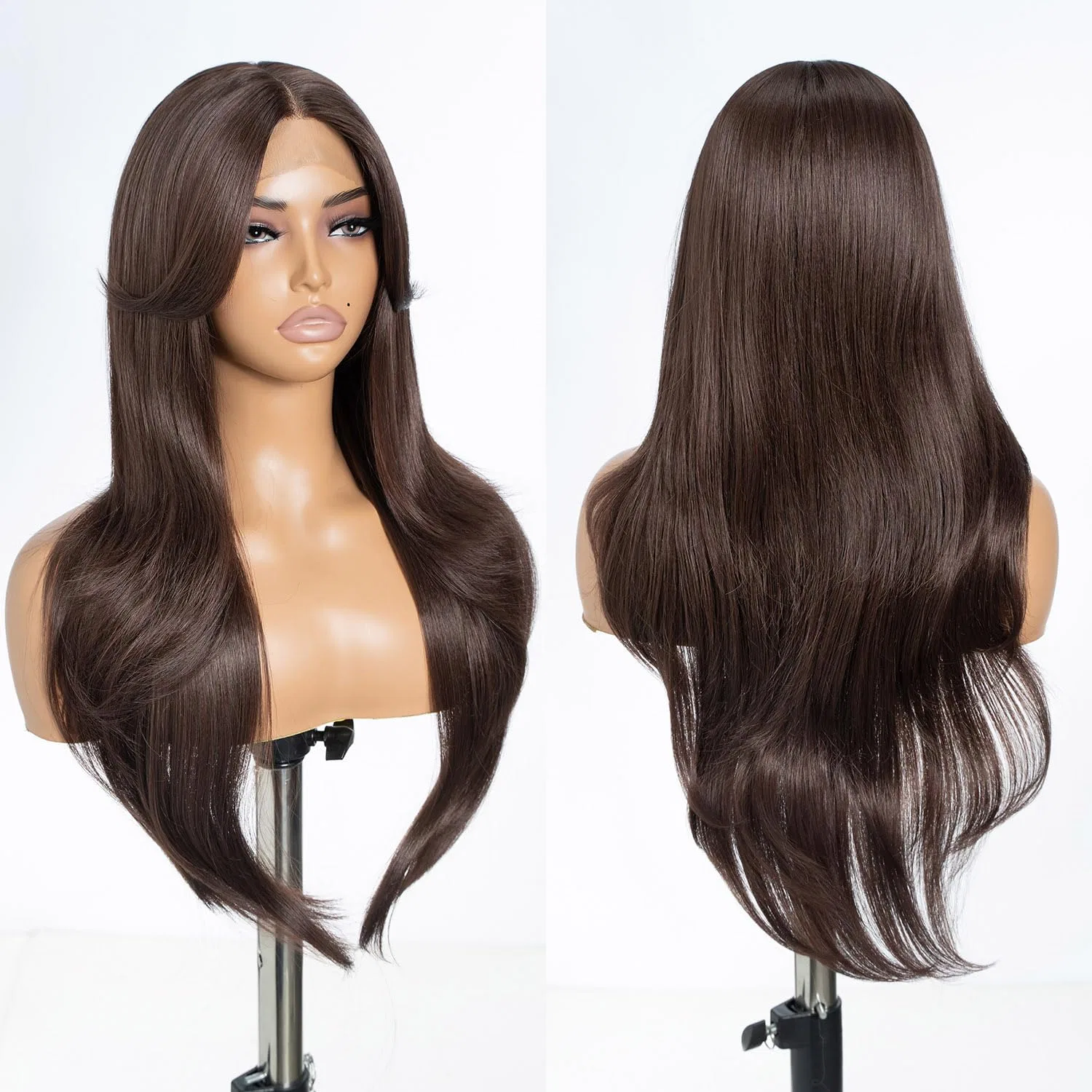 Длинный синтетический парик «Brown Curtain Wig» с HD-кружевной передней частью от Style Icon Style Icon, Brown138