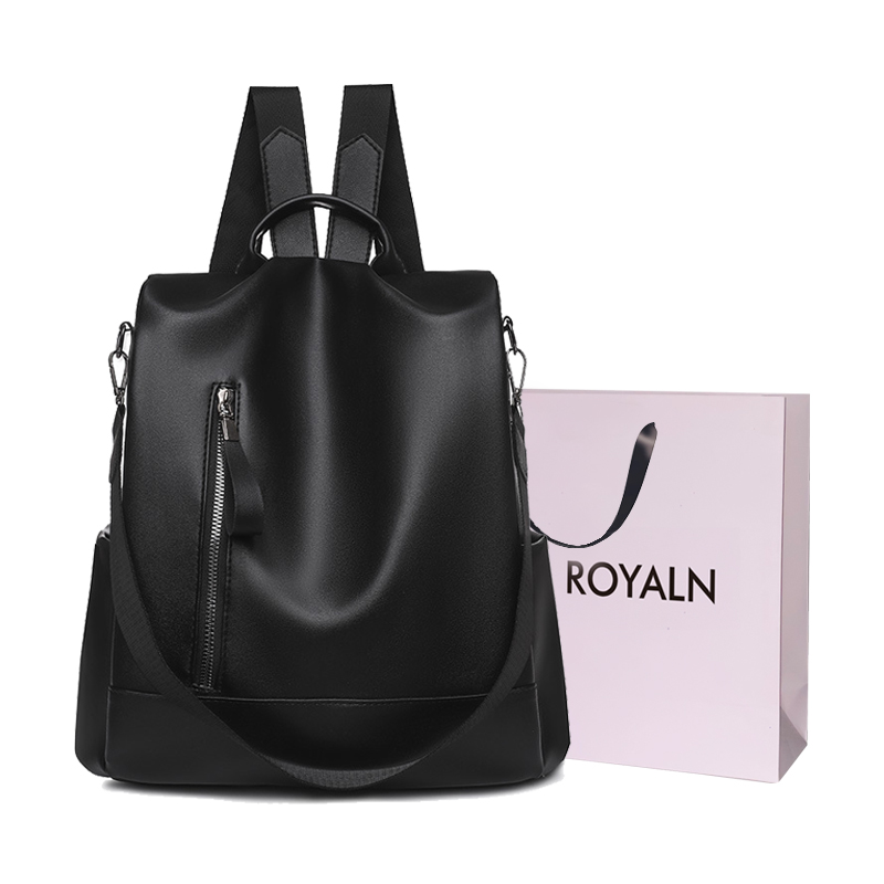 

LOUIS ROYALN Кожаный рюкзак женский бежевый белый черный, Black+Custom Shopping Bag
