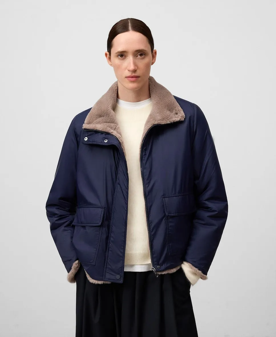 

Женская короткая нейлоновая куртка Adolfo Dominguez, темно-синий