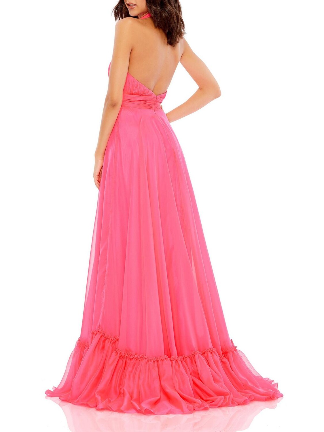 

Женское шифоновое вечернее платье с лямкой на бретельках Mac Duggal, цвет Hot Pink