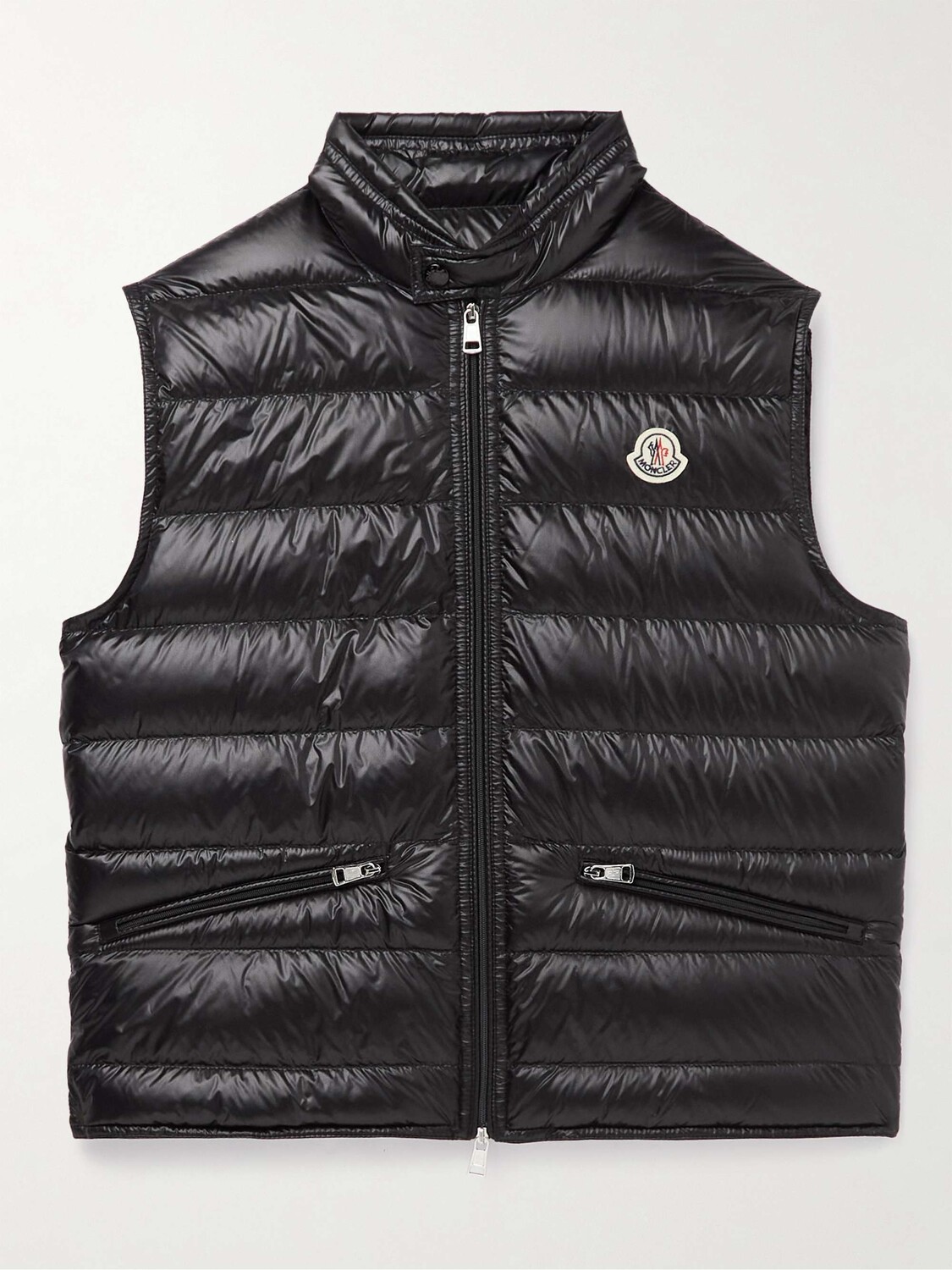 

Стеганый пуховый жилет Gui Slim-Fit с аппликацией логотипа MONCLER, черный