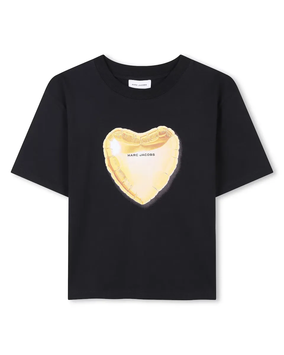 

Футболка из хлопка для девочек с коротким рукавом Marc Jacobs, чёрный