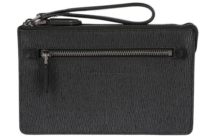 

Ferragamo Текстурированный кожаный наручный клатч для мужчин темно-серый