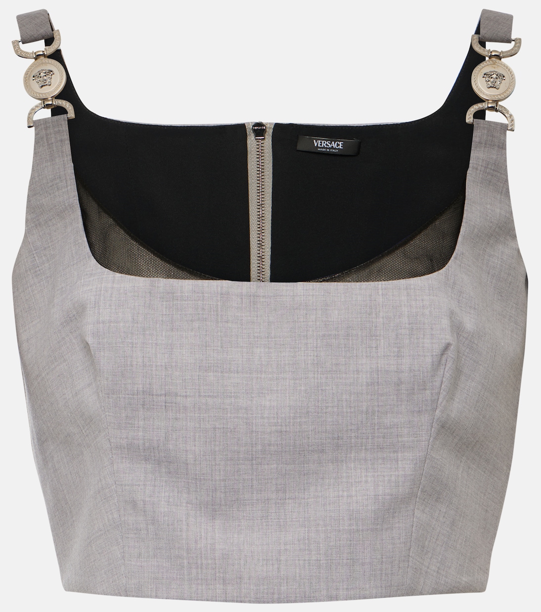 

Укороченный топ Medusa '95 из шерстяной смеси Versace, Concrete Melange