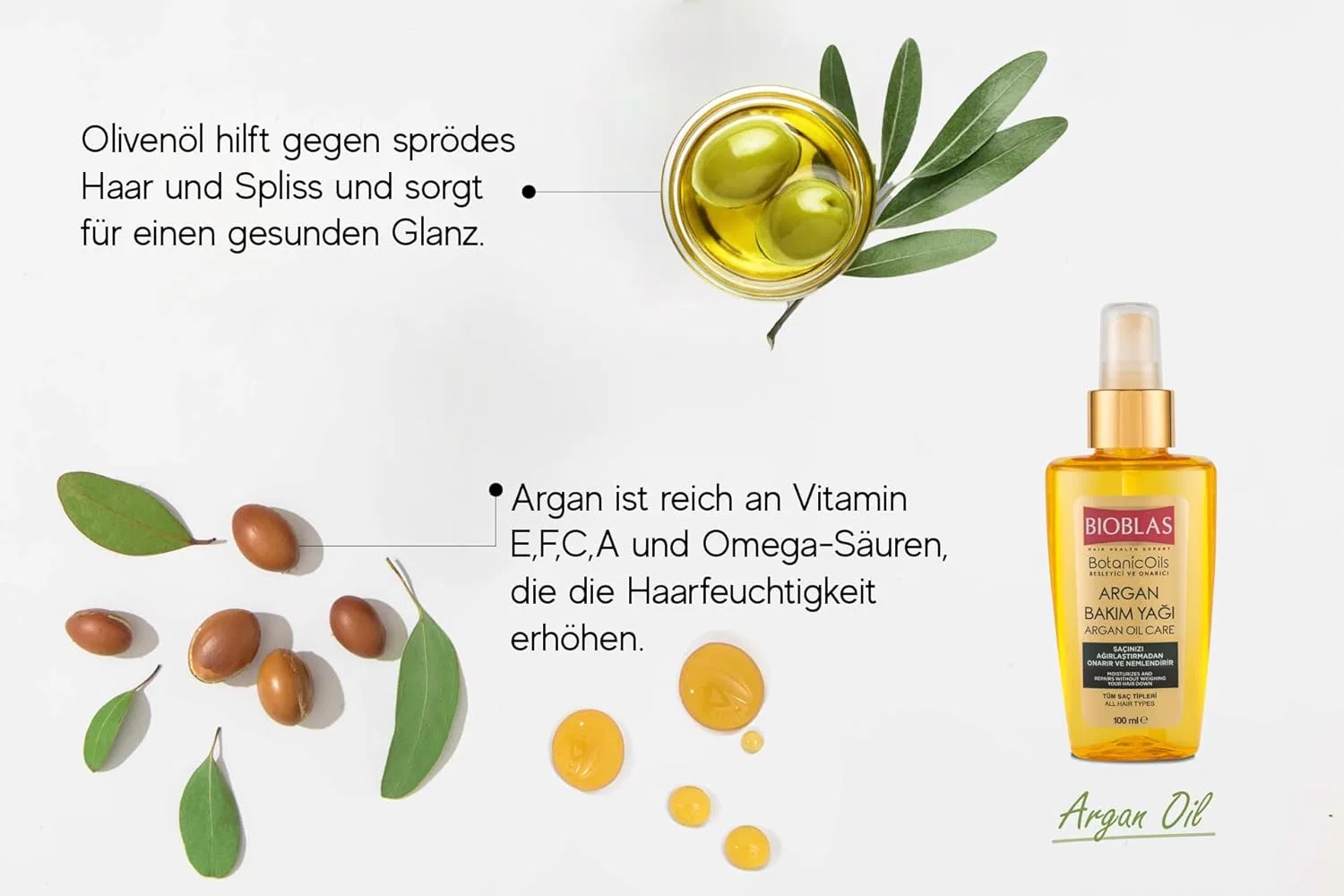 Восстанавливающее масло для волос с аргановым маслом «Argan Oil Repairing Hair Care Oil» 100 мл от Bioblas Bioblas — фото 4