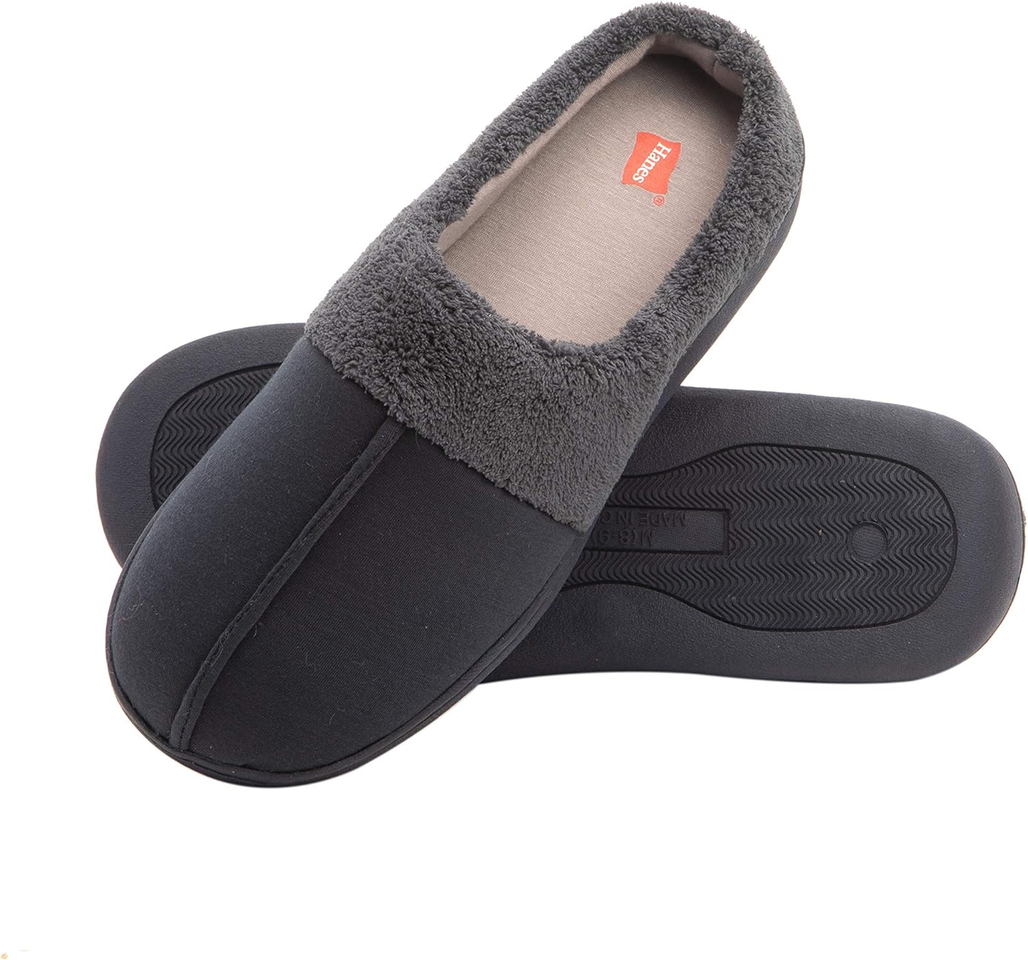 

Мужские войлочные тапочки Hanes с подошвой из пены с эффектом памяти для дома и улицы, синий/серый/темно-синий