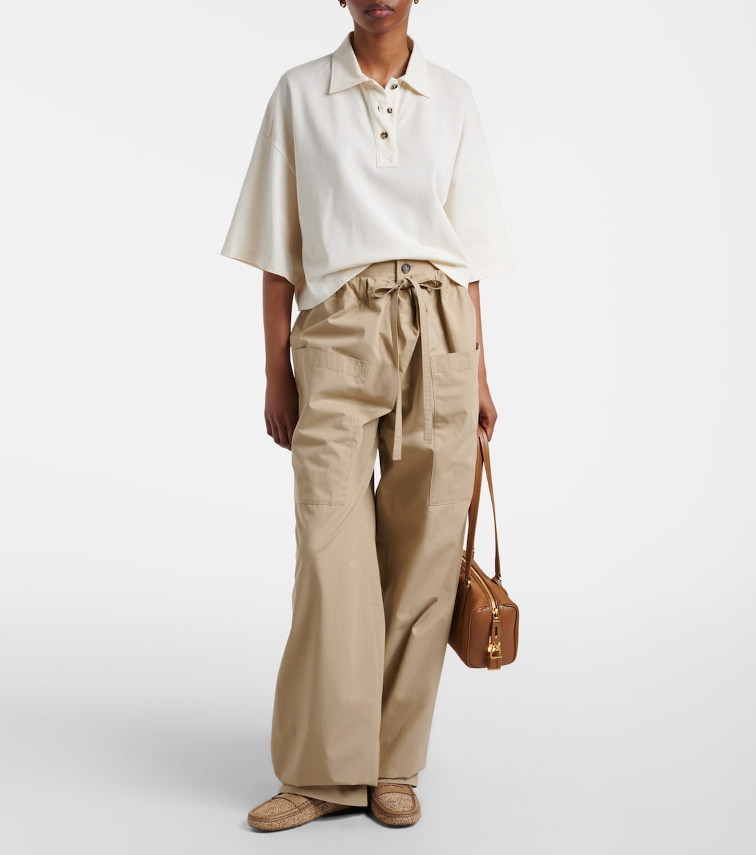 Водительские туфли из твида с отделкой из кожи Gommino Tod's, Cappuccino — фото 3