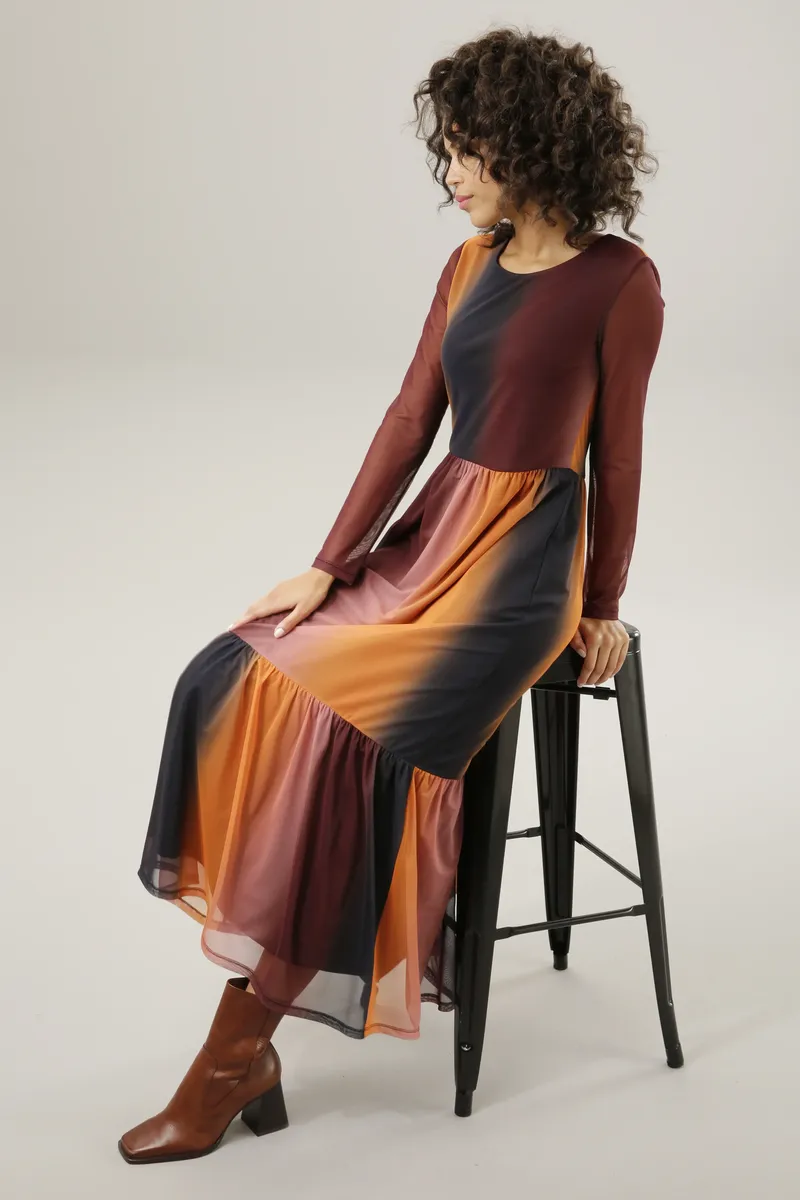 

Платье макси Aniston CASUAL модных пряных цветов с градиентом, коричневый