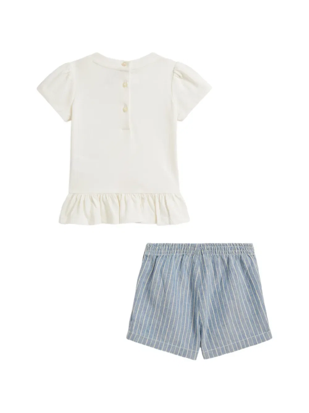 Комплект из полосатых шорт и топа Polo Bear Polo Ralph Lauren Kids, нейтральный — фото 2