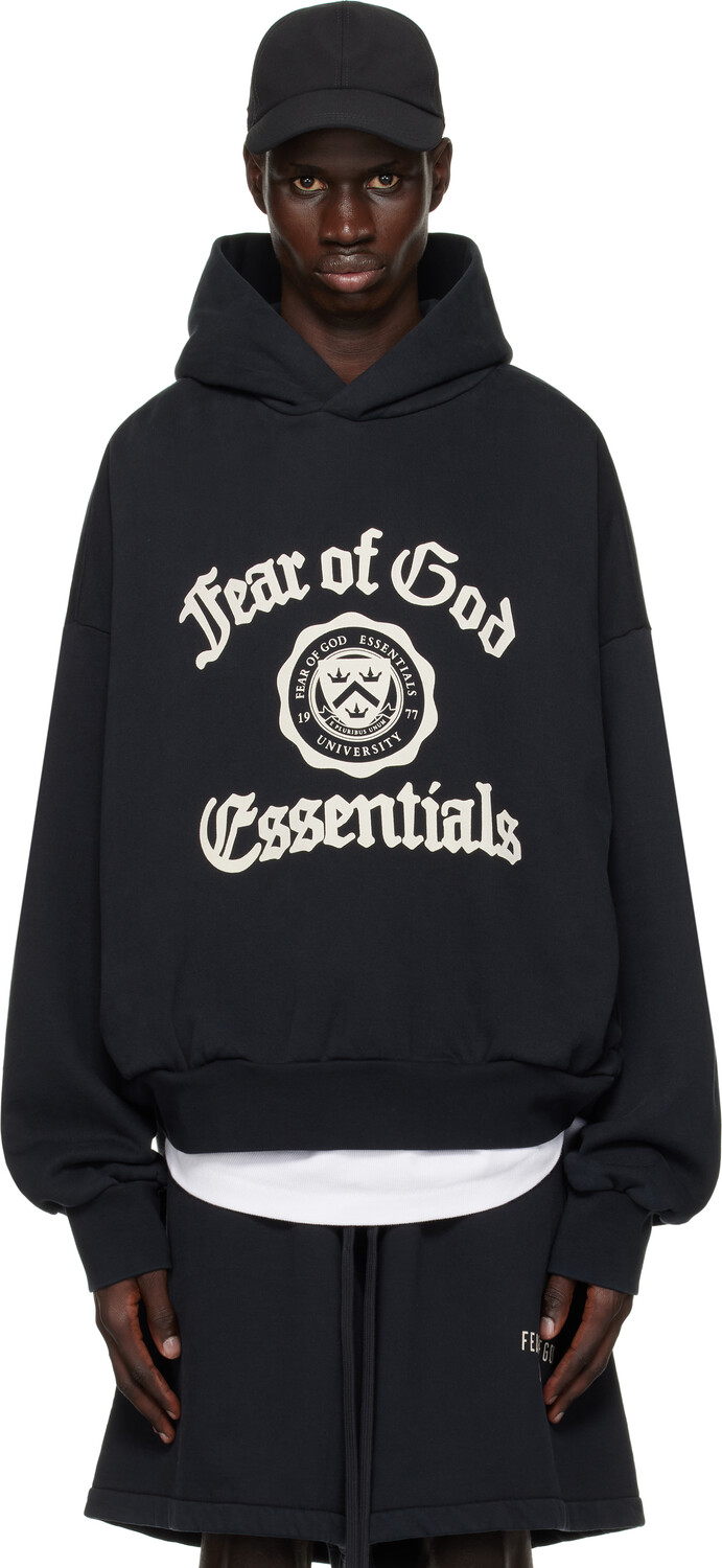 

Страх Божий EENTIAL Тяжелая флисовая винтажная толстовка с капюшоном Fear of God ESSENTIALS