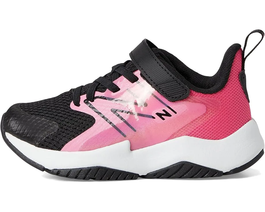 Кроссовки New Balance Kids Rave Run v2 Bungee Lace with Top Strap (Little Kid/Big Kid), Signal Pink/Black — фото 4
