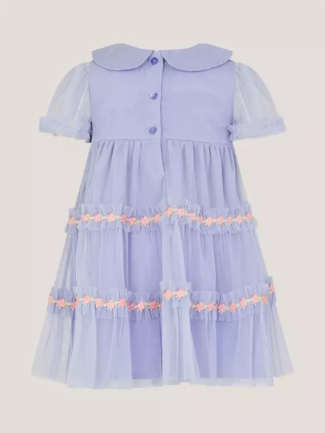 Детское вышитое тюлевое платье, синее Monsoon — фото 2
