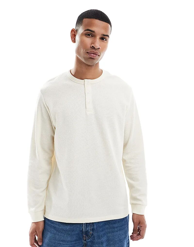 

Текстурированная кофта-хенли с длинными рукавами Jack & Jones кремового цвета