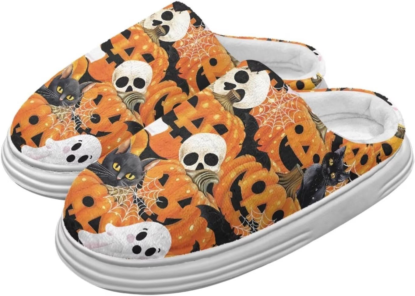 

Домашние тапочки Chririnla для женщин и мужчин с эффектом памяти, толстая EVA подошва, мягкие, без застежки, противоскользящие, уютные, для дома и улицы, Ghost Pumpkin