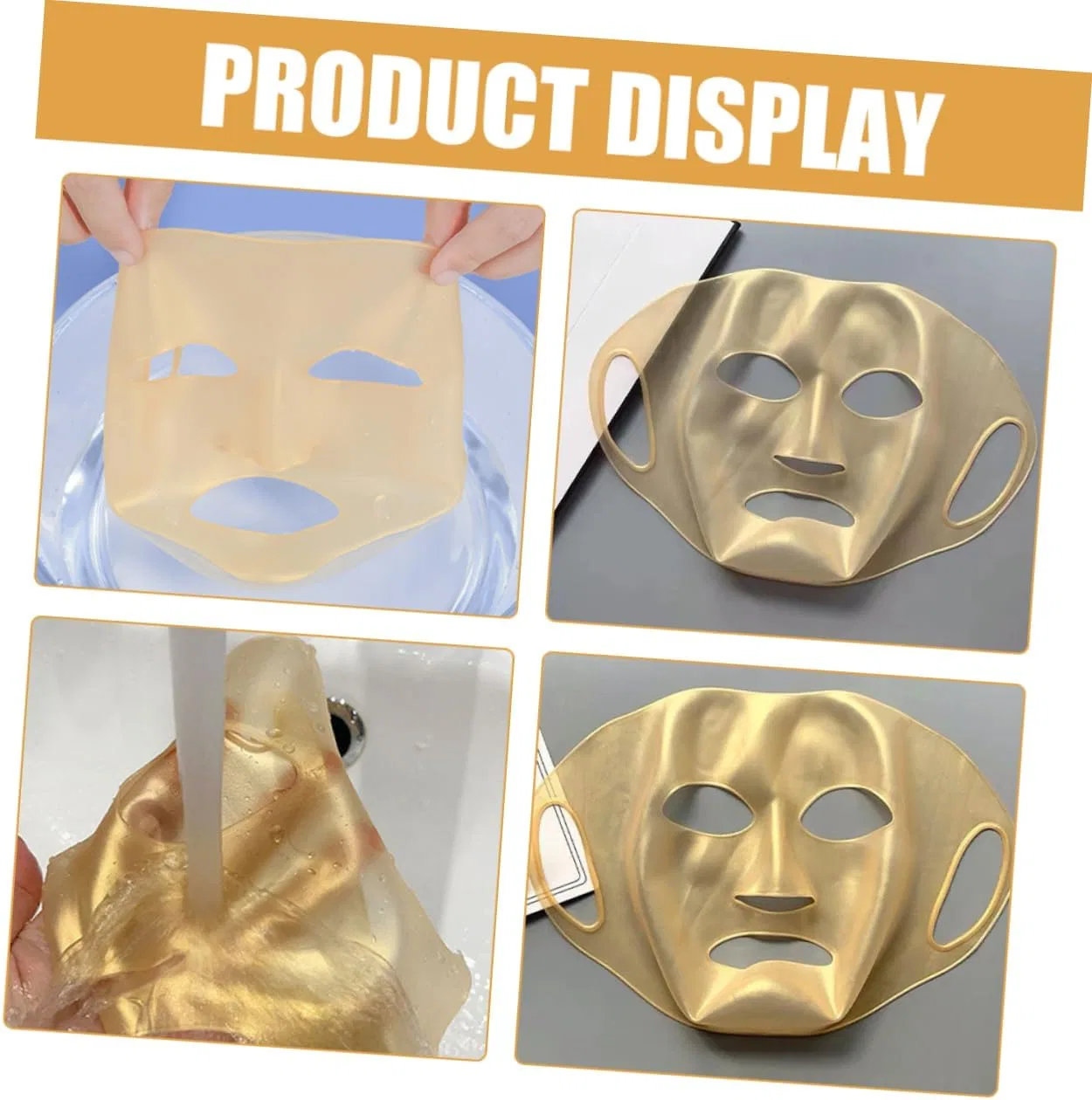 Маска для лица — Силиконовая 3D золотая, 60 г — фото 4