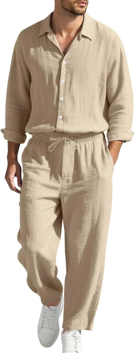 Мужской спортивный костюм с длинным рукавом и V-образным вырезом, Khaki