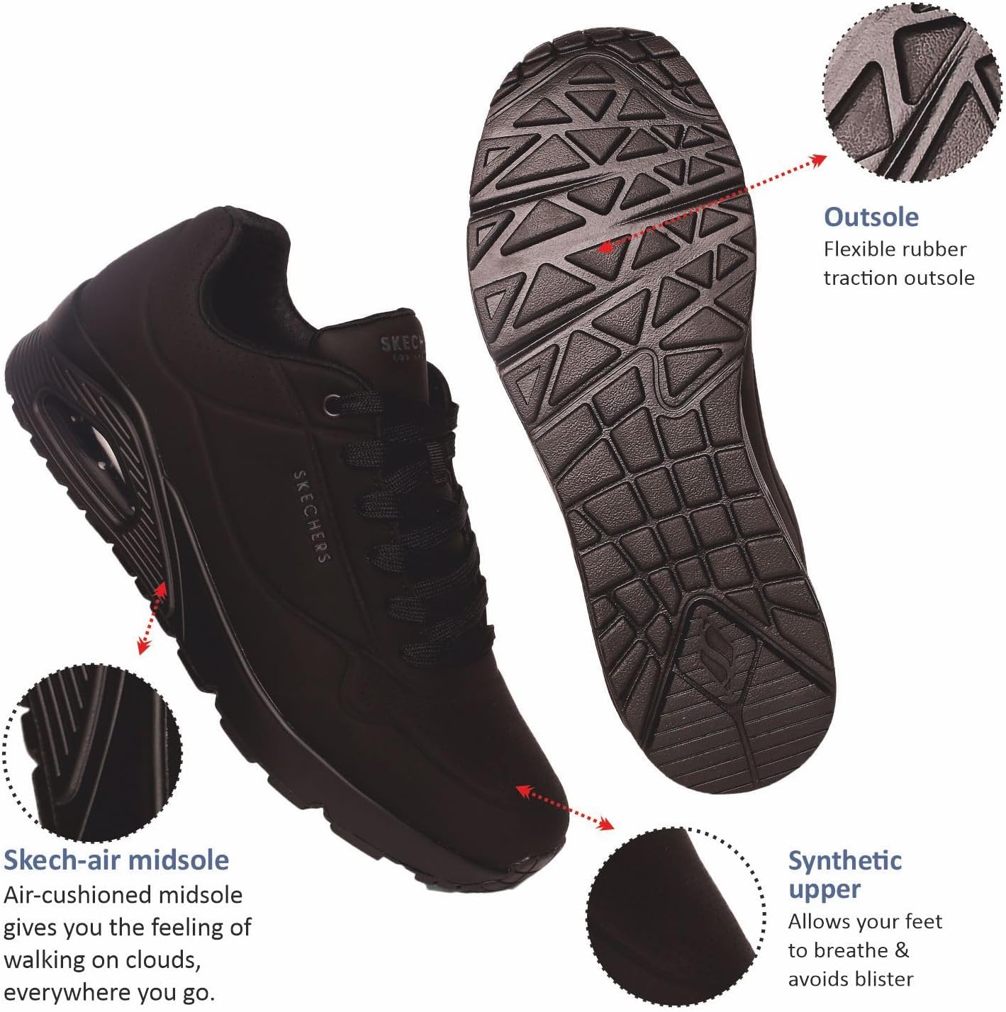 Мужские кроссовки Skechers Uno - Stand on Air, черный — фото 4