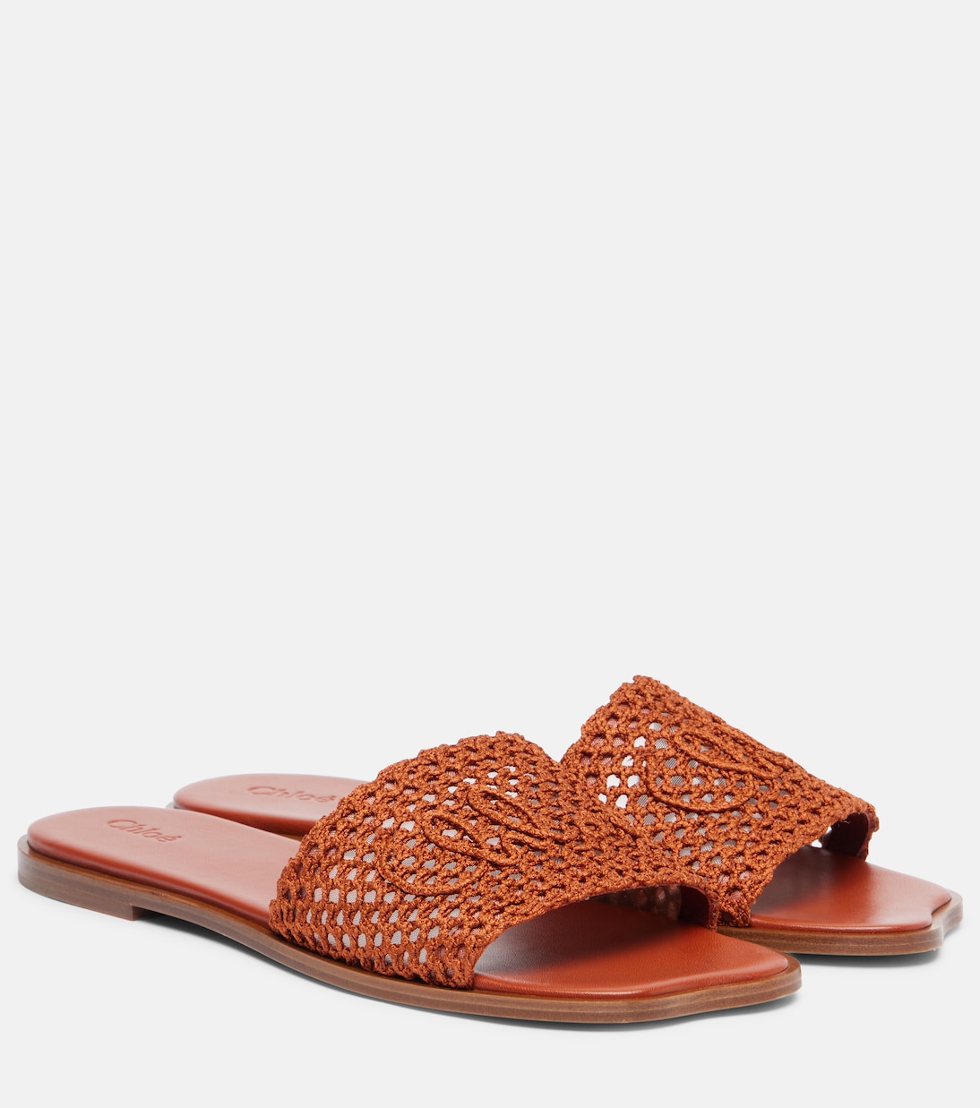 Вышитые шлепанцы Soleil Chloé, Terracotta Red