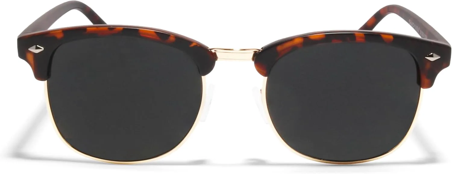 

Солнцезащитные очки ShadyVEU Super Dark Round Semi Rimless Sunglasses UV Protection Retro 60's Half Frame Vintage English Nose Piece, Matte Tortoise W/ Gold Trim