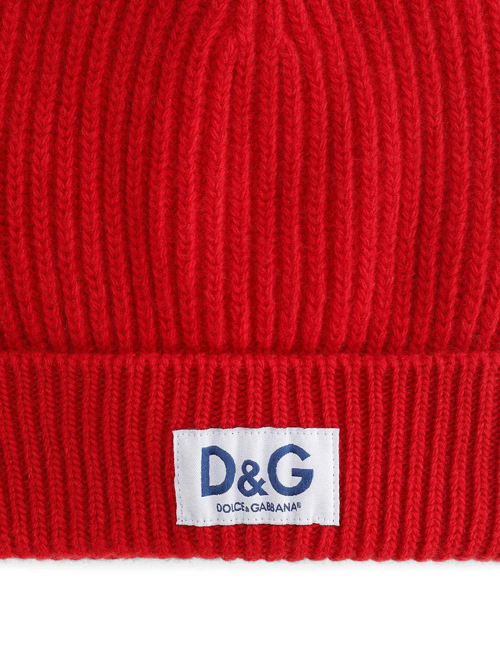 Шапка бини в рубчик с нашивкой-логотипом DOLCE & GABBANA, красный — фото 2