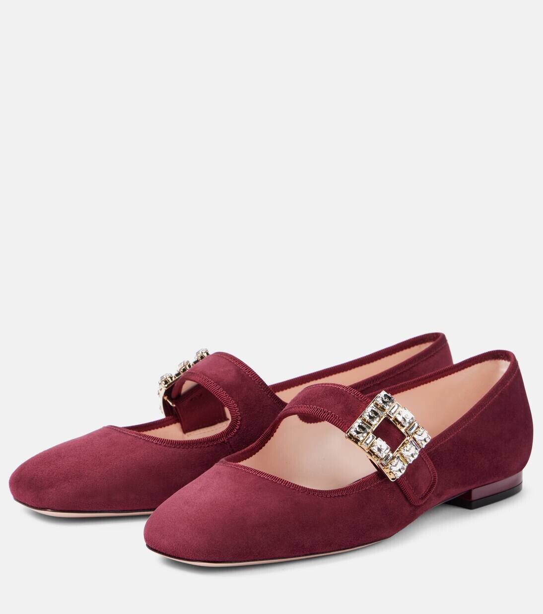 Замшевые балетки Très Vivier Babies Mary Jane Roger Vivier, цвет bordeaux — фото 4