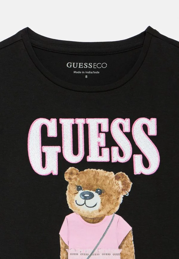 Детская футболка с принтом Guess, Jet Black — фото 4