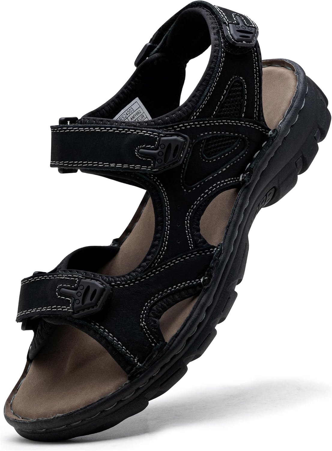 

Мужские сандалии Jousen, кожаные, с открытым носком, пляжные сандалии для активного отдыха, летние спортивные и походные сандалии, черный