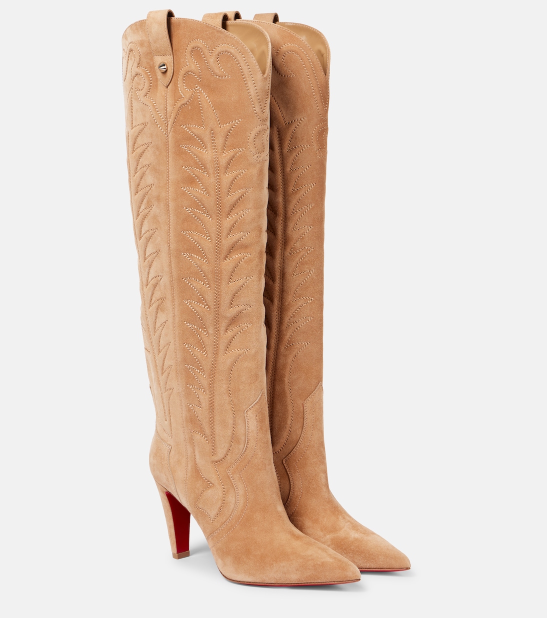 Замшевые сапоги Santia Botta 85 до колена Christian Louboutin, Lionne