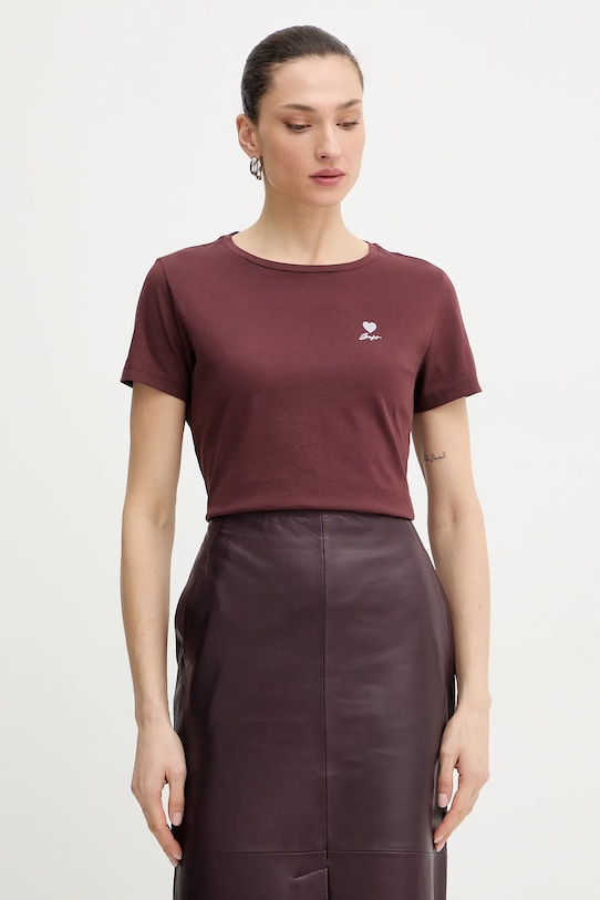 

Хлопковая футболка c elove 1 BOSS Orange, коричневый