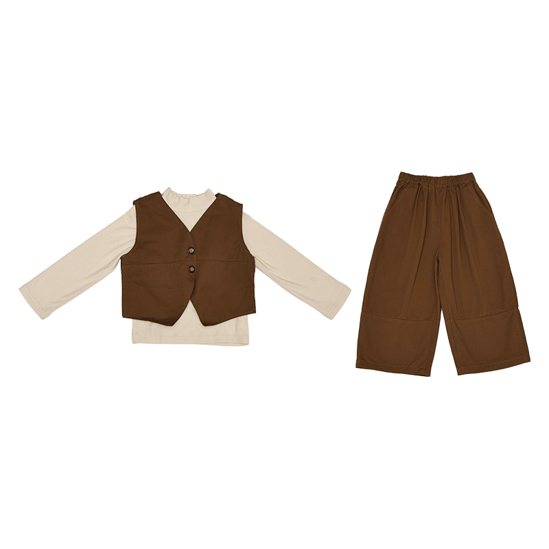 

Детский комплект из двух предметов: юбка с лацканом, умеренно короткий PROTECTCAMEL, coffee