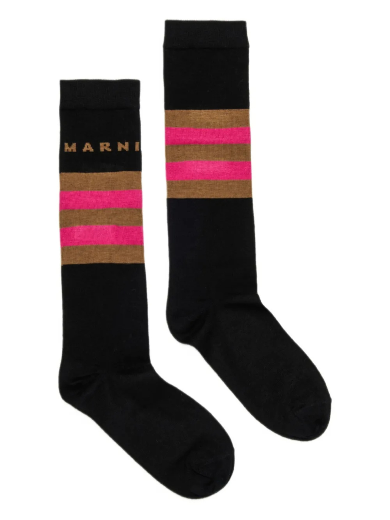 

Носки Marni Kids из хлопковой смеси в полоску, черный