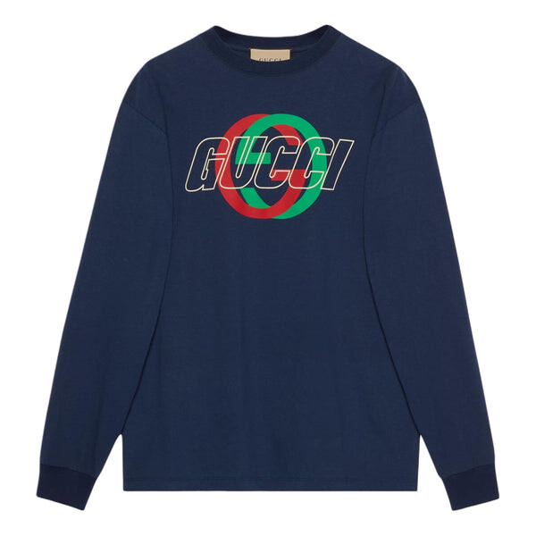 

Футболка cotton jersey long sleeve t-shirt 'dark blue' Gucci, синий