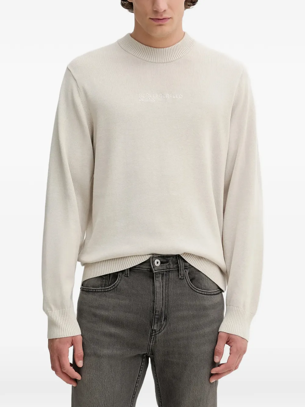 

Свитер с круглым вырезом и логотипом Karl Lagerfeld Jeans, кремовый