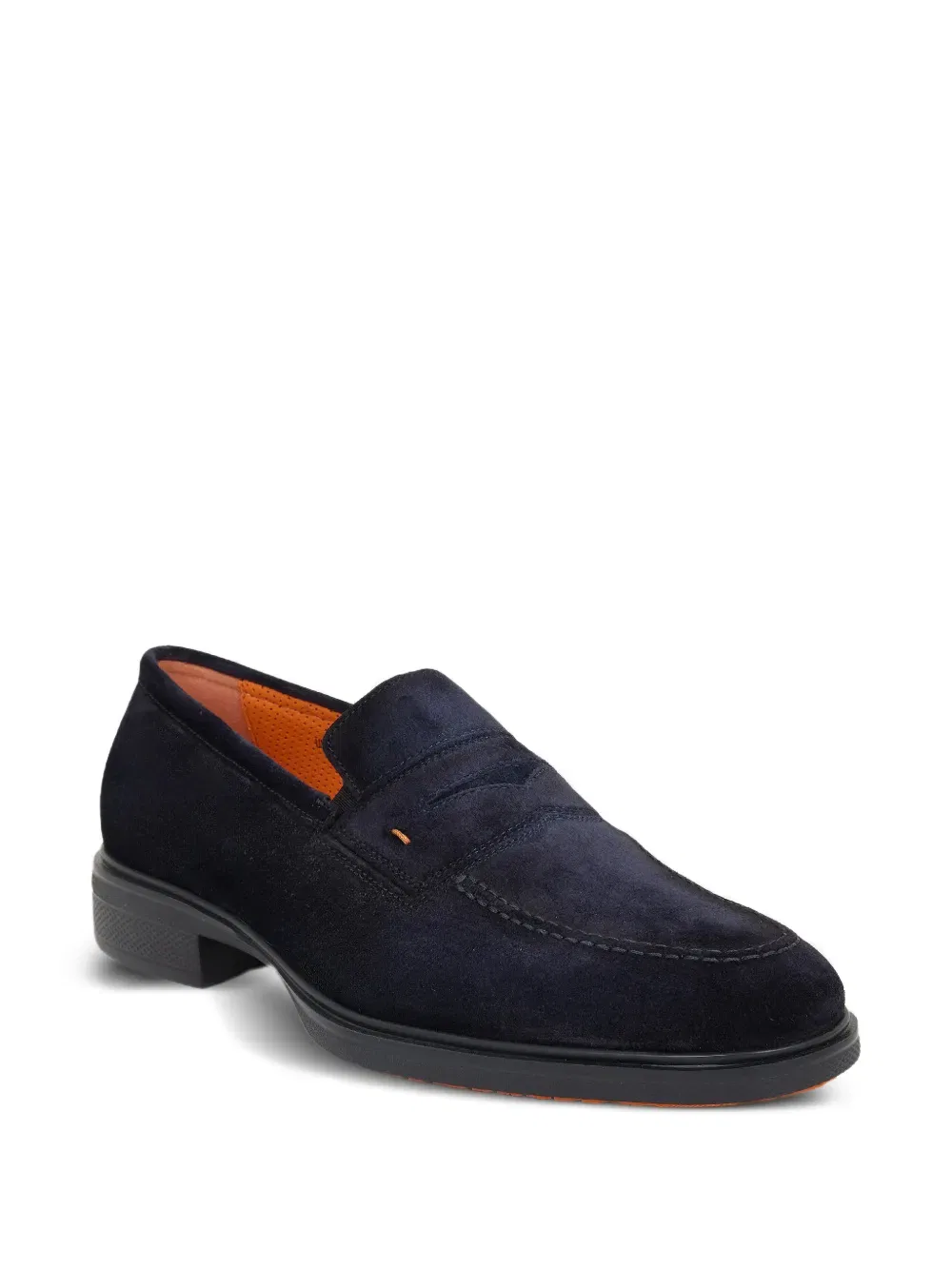 Лоферы на массивном каблуке из замши Santoni, синий — фото 2