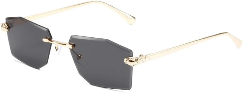 

Солнцезащитные очки с защитой UV400 | Без оправы в стиле панк с металлическими шарнирами | Для женщин и мужчин | Для занятий спортом на открытом воздухе и вождения DSVIGF, Gold-black