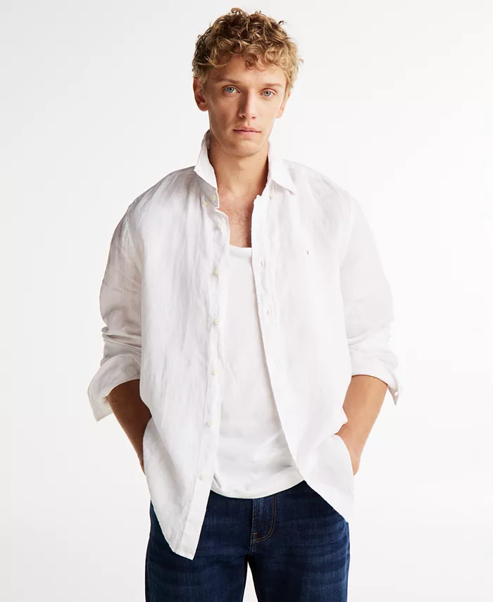 

Мужская рубашка из льна с пигментной окраской Regular-Fit Tommy Hilfiger, белый