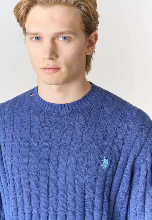 Свитер крупной вязки с круглым вырезом U.S. Polo Assn., Blu — фото 4